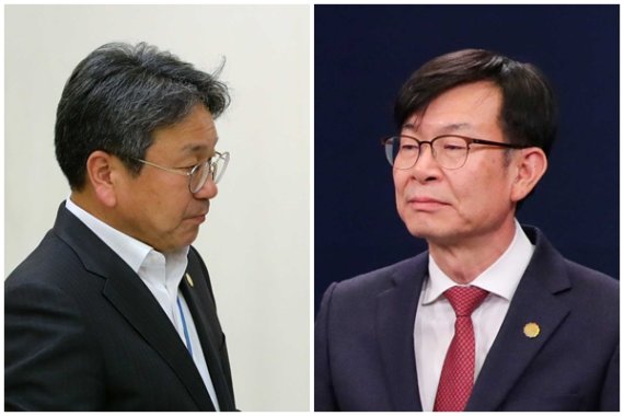 강기정 정무수석, 김상조 정책실장 (왼쪽부터)