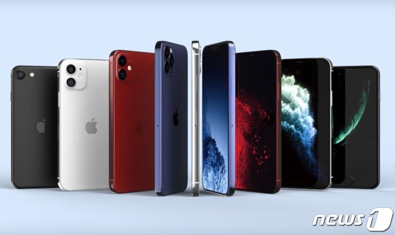 맥스 와인바흐와 에브리띵애플프로가 공개한 아이폰12 예상 렌더링. 아이폰12는 시그니처 컬러로 '네이비블루'를 택할 것이라고 주장했다.(유튜브 갈무리) © 뉴스1