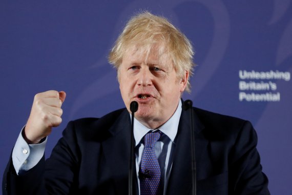 British Prime Minister Boris Johnson outlines his government's negotiating stance with the European Union after Brexit, during a speech at the Old Naval College in Greenwich, in London, Britain February 3, 2020. Frank Augstein/Pool via REUTERS /REUTERS/뉴스1 /사진=