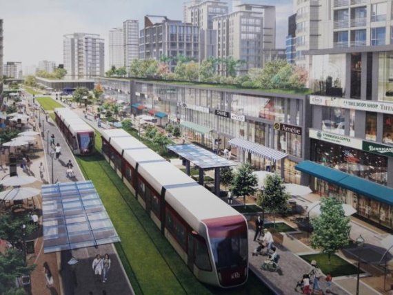 한국철도기술연구원이 개발해 북항에 도입될 '무가선 트램'. 사진=부산항북항통합개발추진단 제공