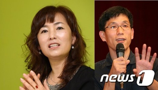공지영 작가와 진중권 전 동양대 교수.