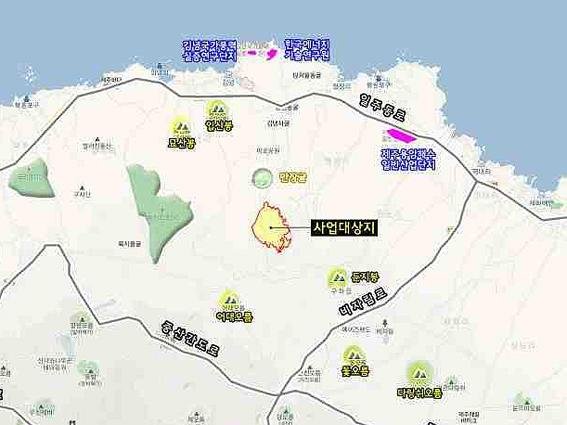 '보롬왓 풍력발전지구' 위치도. [출처=제주도]