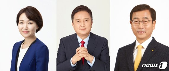 왼쪽부터 더불어민주당 홍정민, 미래통합당 김영환, 정의당 박수택 예비후보 © 뉴스1