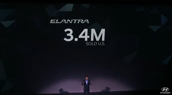 호세 무뇨스 현대차 글로벌 최고운영책임자(COO)겸 북미권역본부장(사장)이미국 로스앤젤레스 할리우드에서 열린 '올 뉴 아반떼' 월드 프리미어 이벤트에서 발표하고 있다. © 뉴스1