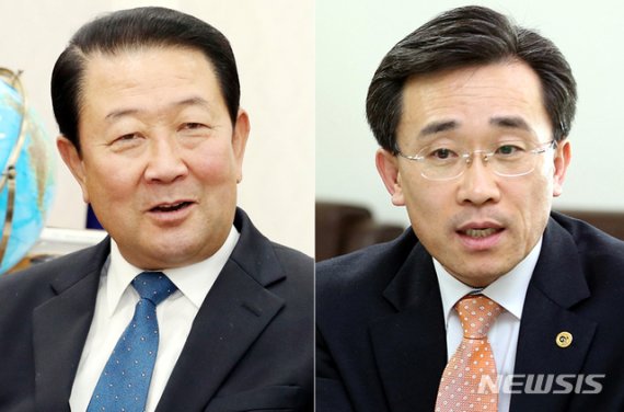 [광주=뉴시스] 박주선 의원(왼쪽), 김성환 전 동구청장. photo@newsis.com