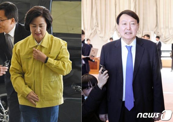 추미애 법무부 장관(왼쪽)과 윤석열 검찰총장. © 뉴스1