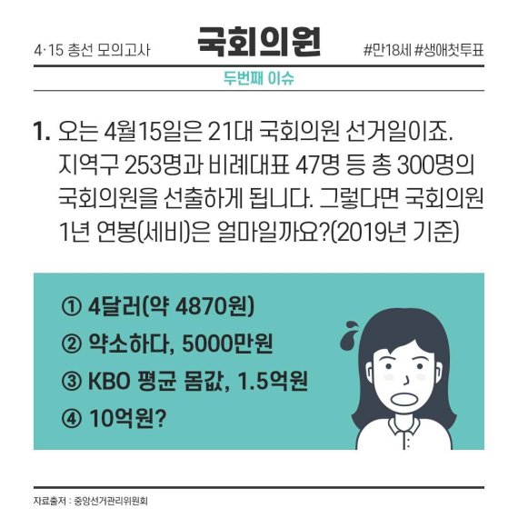 [카드뉴스] 4.15 총선 모의고사 ②국회의원