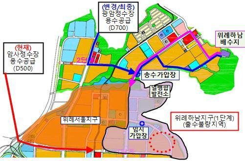 하남시 하남위례지구 급수체계 현황. 사진제공=하남시