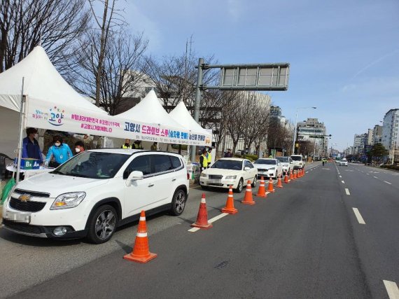 고양시 '드라이브 스루 농산물 판매장'. 사진제공=고양시