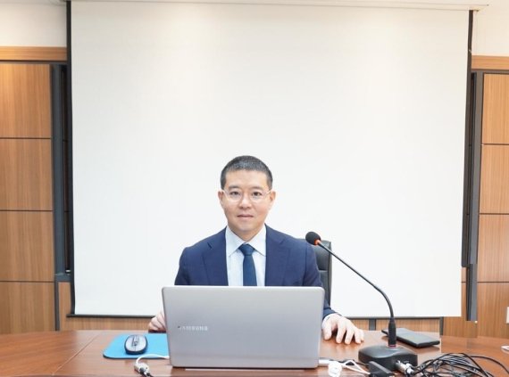 14일 이승환 센코어테크 대표가 온라인 기업공개(IPO) 기자간담회를 하고 있다. (사진=센코어테크)