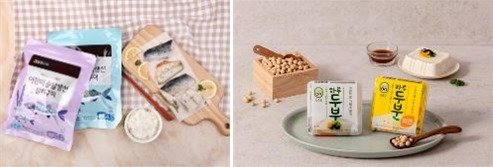 청정원 ‘집으로ON 어린이 순살생선’ 2종(왼쪽, 한국야쿠르트 ‘잇츠온 하루두부’© 뉴스1