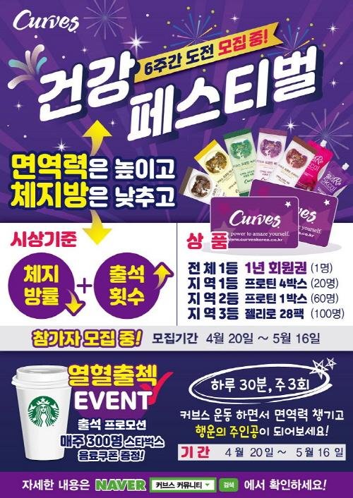 여성 피트니스 커브스, '커브스 건강 페스티벌' 개최… 16일까지 참가회원 모집