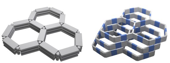 일반적인 2차원 물질을 수평(Planar 2D)방향으로 쌓은 구조(왼쪽)와 수직으로 세운 2차원 구조(V2D-BBL) 쌓은 구조(오른쪽). 세로로 선 2차원 구조의 경우 층간 결합이 유연해 드러나는 표면적이 넓다. UNIST 제공