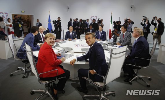 지난해 8월 프랑스에서 열린 주요7개국(G7)정상회의 장면. 뉴시스