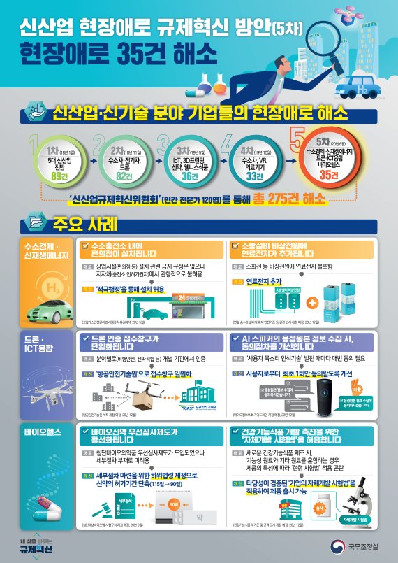 신산업 현장애로 규제혁신 주요 내용. 국무조정실 제공