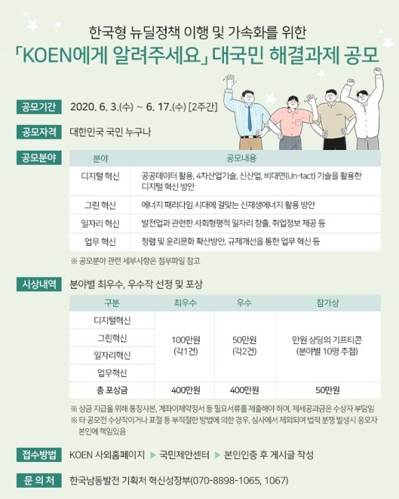 한국남동발전 'KOEN에게 알려주세요' 대국민 아이디어 공모 포스터