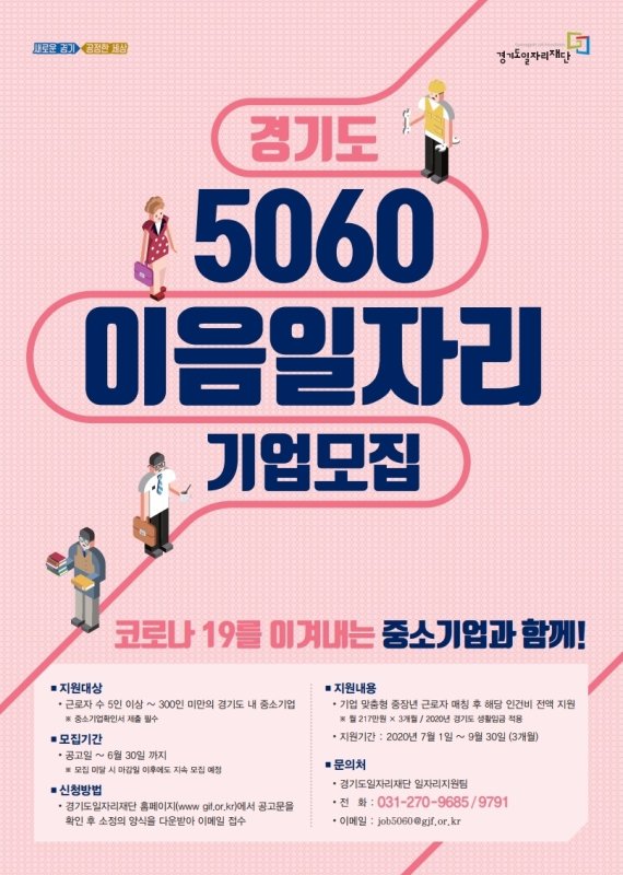 경기도일자리재단, '5060 이음 일자리 사업' 참여 중소기업 모집