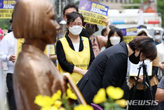 쉼터 소장 추모 수요집회서 정의연 "언론 취재행태 여전" 비판