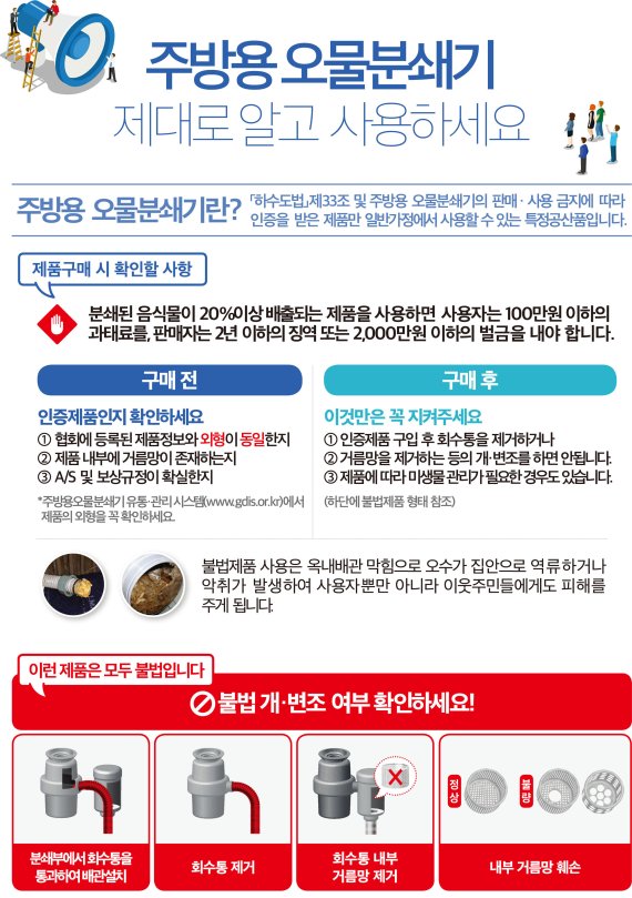 성남시, 주방용 오물분쇄기 '인증 제품 사용 당부'