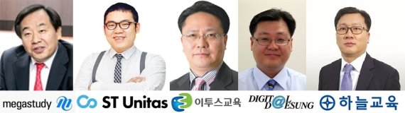 손주은 메가스터디 대표이사, 윤성혁 에스티유니타스 대표이사, 김형중 이투스교육 대표이사, 김희선 디지털대성 대표이사, 임성호 하늘교육 대표이사 © 뉴스1