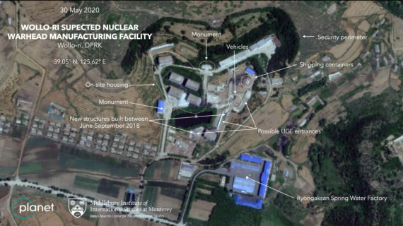 북한 평양 만경대구역 원로리의 핵개발 의심시설을 촬영한 위성사진. 뉴스1