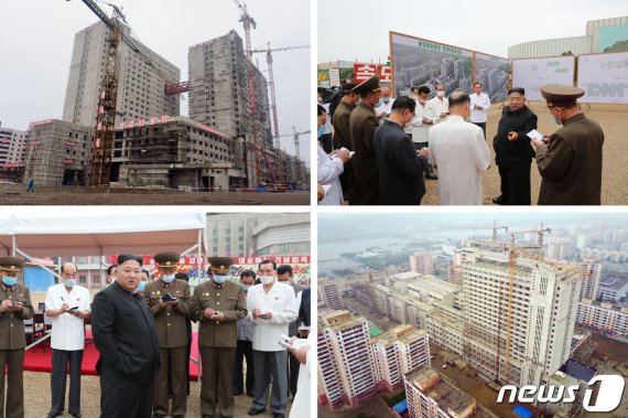 김정은 북한 국무위원장이 평양종합병원 건설 현장을 현지지도했다고 노동당 기관지 노동신문이 20일 전했다. 신문은 김 위원장이 평양종합병원 건설자들을 독려하는 한편 건설과 관련한 경제조직사업에서 나타난 문제점들을 지적했다고 보도했다. /사진=뉴스1