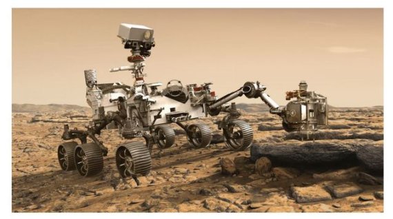 미국 항공우주국(NASA)의 새로운 화성 탐사 로버 '퍼서비어런스'가 화성 지표면에서 탐사활동을 하는 모습을 담은 그래픽 이미지. <사진출처:NASA 홈페이지>