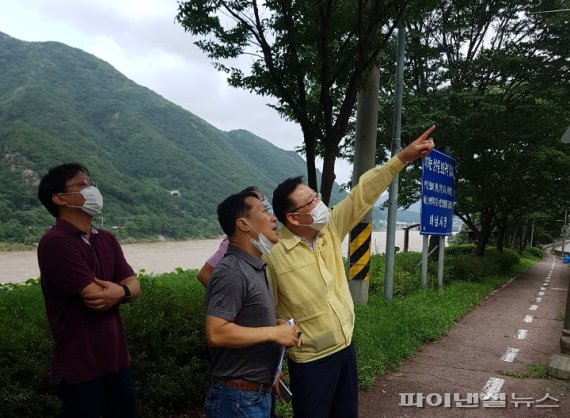김남근 하남시 부시장 4일 수해 취약지역 현장점검. 사진제공=하남시