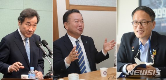 [전주=뉴시스] 6일 전북을 찾은 더불어민주당 당대표 이낙연, 김부겸, 빅주민 후보.