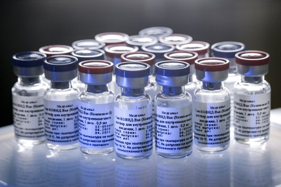 지난 6일 러시아 모스크바에서 촬영된 코로나19 백신.AP뉴시스