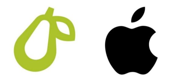 프리페어의 로고(왼쪽)와 애플 상표.