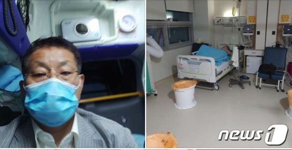 차명진 전 새누리당 의원이 이천의료원 음압병실서 집중치료를 받고 있다. (페이스북 갈무리) © 뉴스1