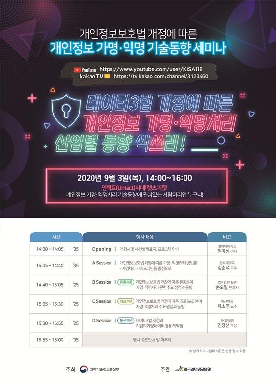 KISA, ‘개인정보 가명·익명 기술동향 세미나’ 개최