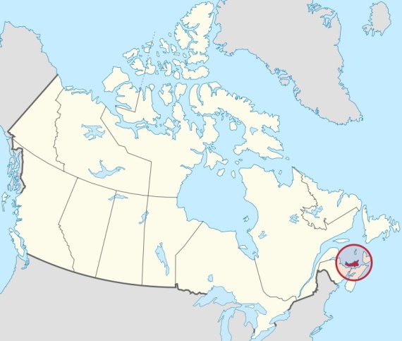 캐나다 지도와 프린스 에드워드 아일랜드 / 사진출처 = 위키피디아
