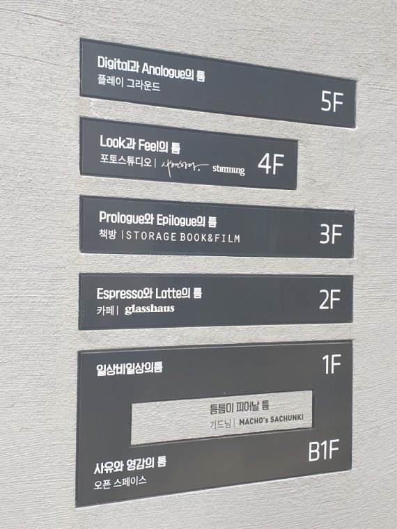 LG유플러스 일상비일상의틈 건물 외벽의 층별소개, LG유플러스의 브랜딩 공간이지만, LG유플러스에 대한 언급이 없다. 2020.10.15 © 뉴스1 김승준 기자