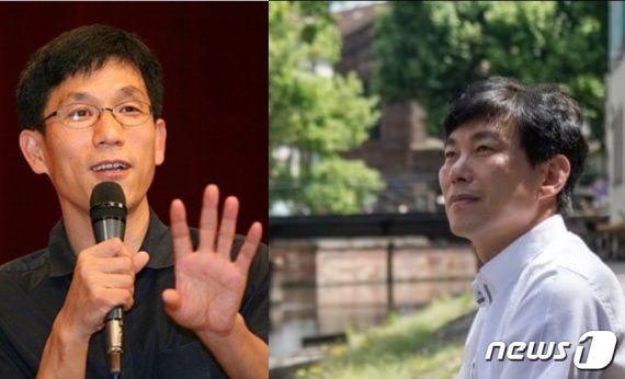 진중권 전 동양대 교수(왼쪽)와 박진영 더불어민주당 상근 부대변인. © 뉴스1