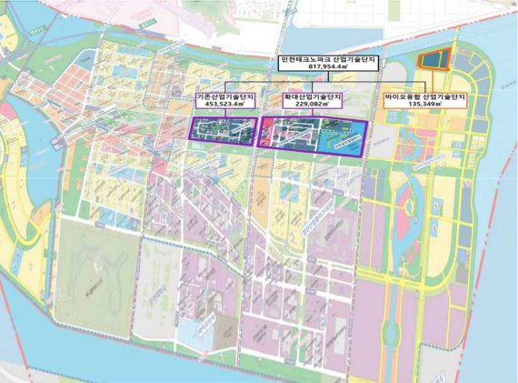 인천 송도 11공구에 조성될 내 바이오융합 산업기술단지 위치도.