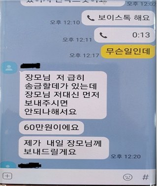 메신저피싱 사례. 사진=금융감독원