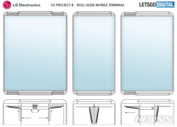 [서울=뉴시스] LG전자는 '롤-슬라이드(Roll-slide) 모바일 단말기'라는 이름으로 지난해 8월 미국 특허청(USPTO)에 특허를 출원했는데, 올해 9월 24일 특허가 등록됐으며 세계지적재산권기구(WIPO) 데이터베이스에도 등록됐다. (이미지 출처=렛츠고디지털)