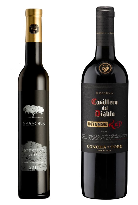 11월 이달의 와인인 시즌스 비달 아이스와인(왼쪽)과 디아블로 인텐스 레드 블렌드