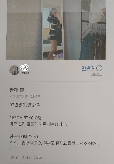 "날 가져요" 당근마켓에 23세 女 매물 등장 파문