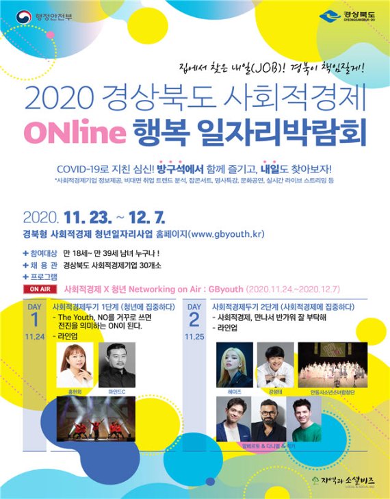 '2020 경북도 사회적경제 온라인 행복 일자리박람회' 포스터. 사진=경북도 제공