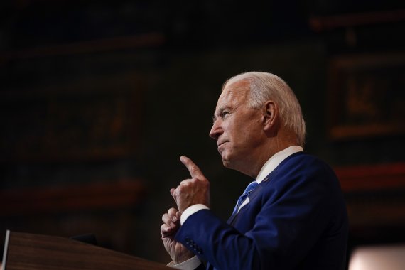 FILE - In this Nov. 25, 2020, file photo President-elect Joe Biden speaks in Wilmington, Del. In the years since Barack Obama and Biden left the White House, the tech industry's political fortunes have flipped. Facebook, Google, Amazon and Apple have come under scrutiny from Congress, federal regula