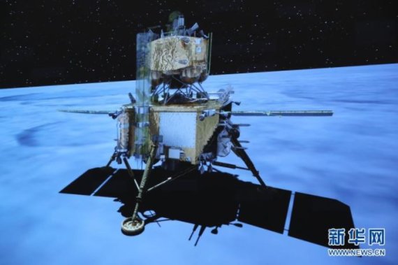 달 착륙에 성공한 중국의 무인 탐사선 창어5호. 신화망 캡쳐