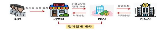 결제대행업체를 통한 정기결제방식. 자료:금융위원회