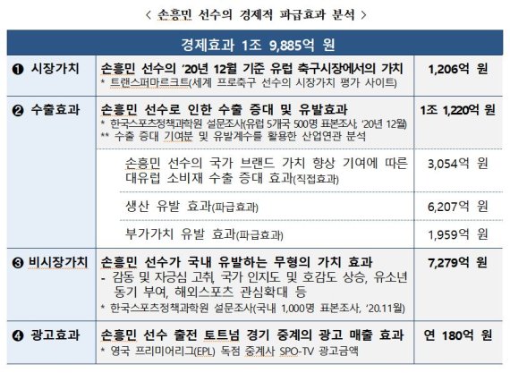 손흥민 선수의 경제적 파급효과 분석 /사진=문화체육관광부