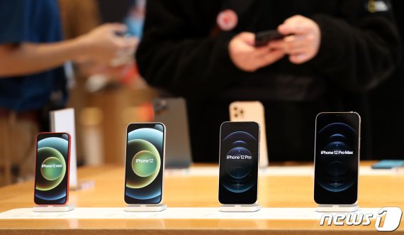 애플의 첫 5G 스마트폰인 아이폰12. 왼쪽부터 아이폰12 미니, 아이폰12, 아이폰12 프로, 아이폰12 프로 맥스다. 사진=뉴스1