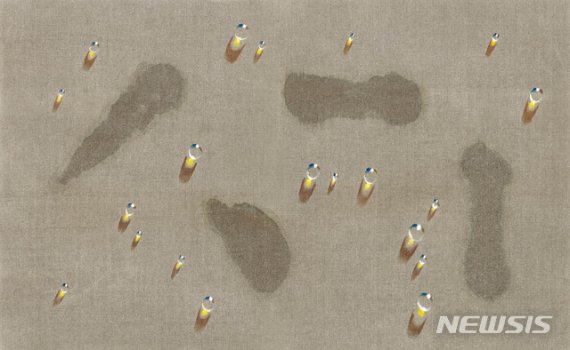 [서울=뉴시스] 김창열(1929 - 2021)물방울 SA03014-03, 2003마포에 유채72.7×116.8cm (50호)5500만~7000만원.