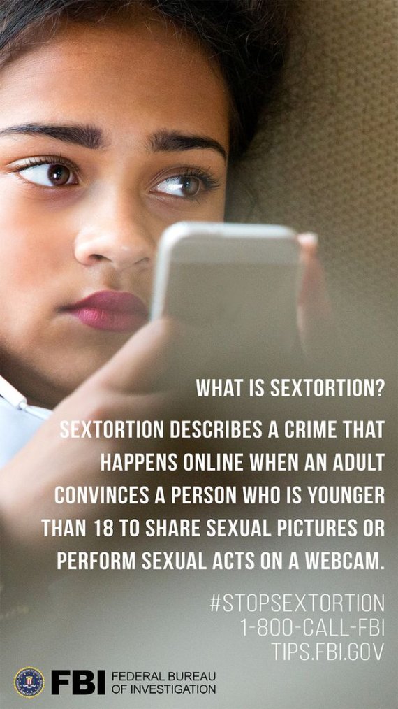 미 연방수사국(FBI)이 미성년자 대상 온라인 성범죄를 경고하기 위해 제작한 포스터. 이 사건과는 관계가 없다.