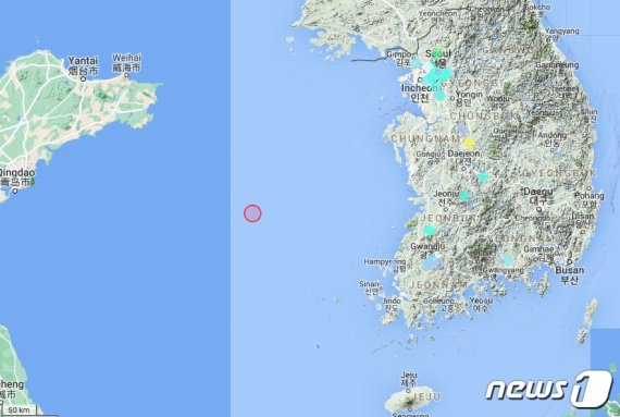 19일 오전 지진 발생 장소(볼케이노디스커버리 제공) © 뉴스1